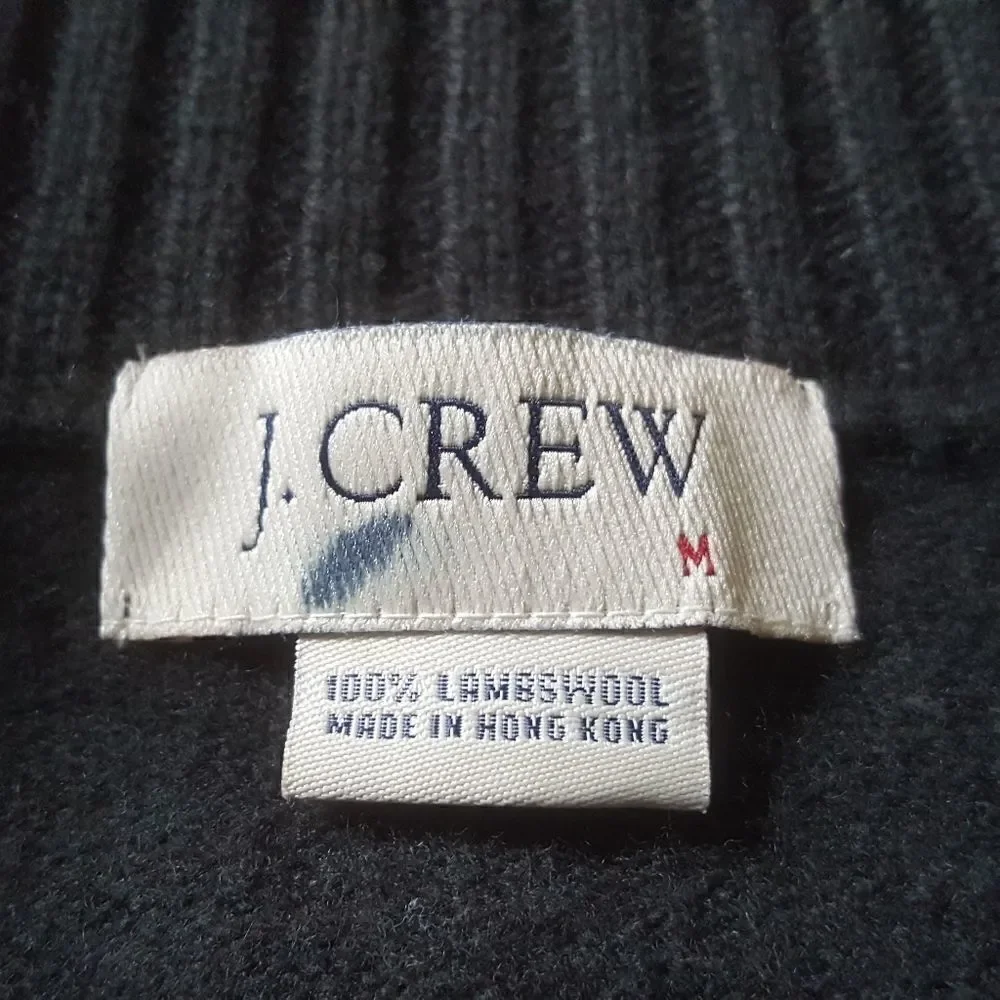 J. Crew Lambswool Jacket Ribbed Hem Winter Zip Front Pockets Mens‎ Size Medium